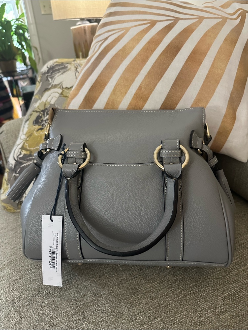 Dooney & Bourke Satchel 30 Grey Sorrento Leather With Pocket NWT $508 MSRP - Picture 15 of 16